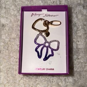 Betsey Johnson Glittery Purple Bow Keychain